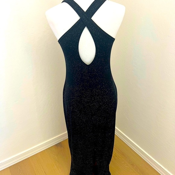 Elegant Black Sparkle Dress w/ Crisscross Back - Picture 4 of 4